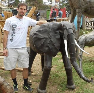 rudimentary metal elephant sculpture